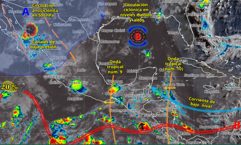 Lluvias intensas afectarán el sur y sureste de México; se esperan fuertes precipitaciones en gran parte del país