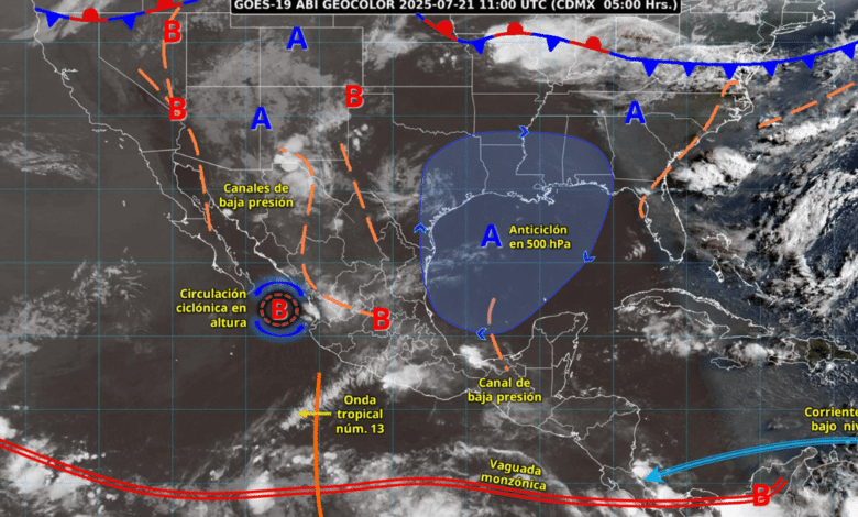 Prevén lluvias muy fuertes en siete estados del occidente y norte de México